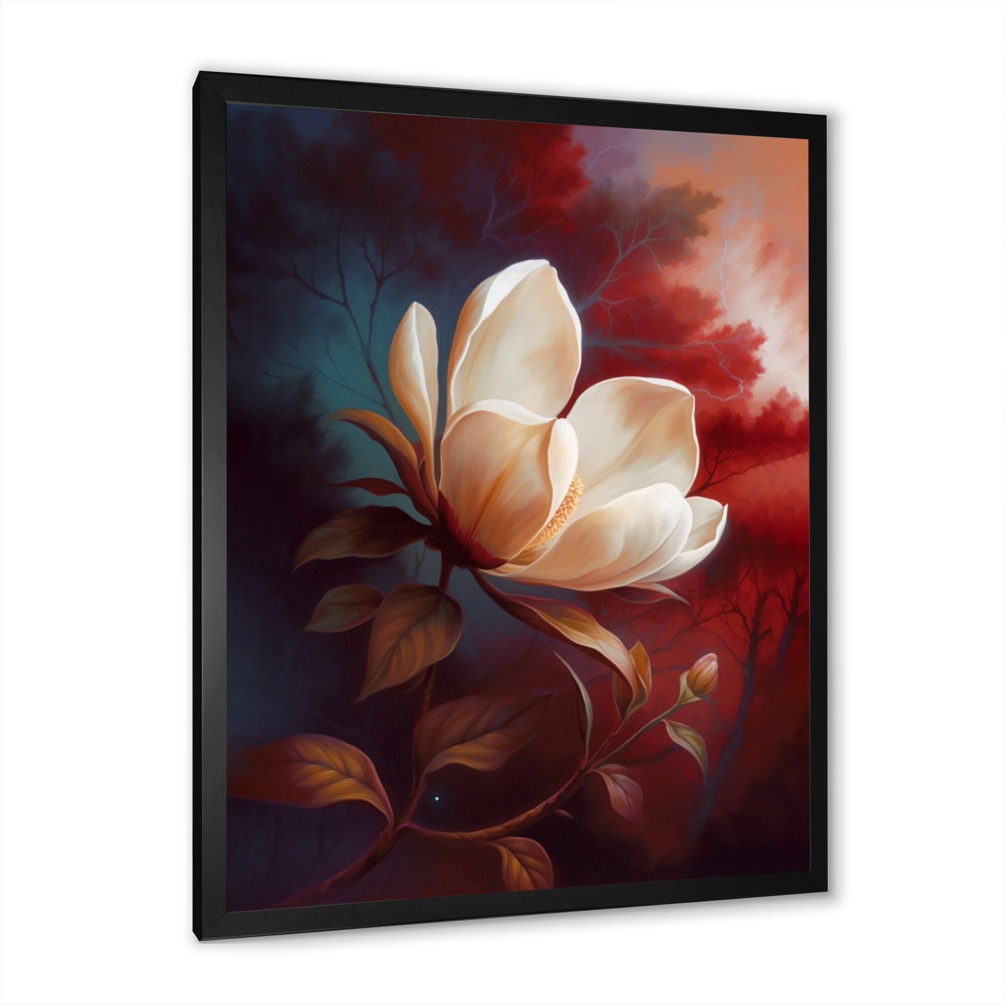 Designart "Cream Magnolia Dreams Ii" Floral Magnolias Framed Canvas Wall Art Bed Bath & Beyond